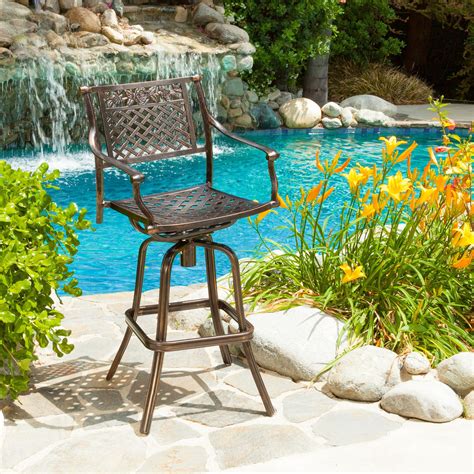 Sierra 30-Inch Outdoor Cast Aluminum Swivel Bar Stool | Outdoor bar ...