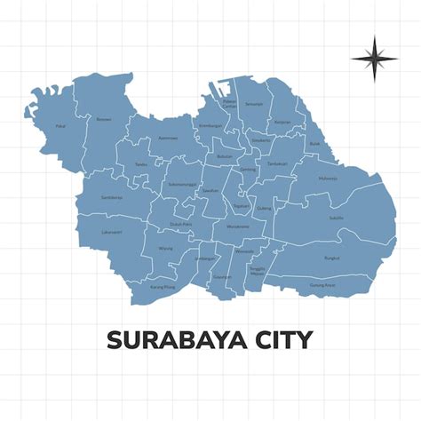 Premium Vector | Surabaya city map illustration Map of cities in Indonesia