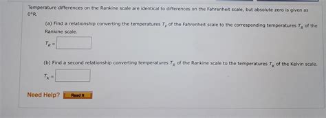 Solved Temperature differences on the Rankine scale are | Chegg.com