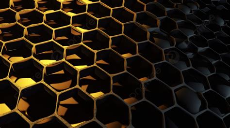 Pattern Of Black And Gold Honeycomb Background, 3d Illustration Of A ...