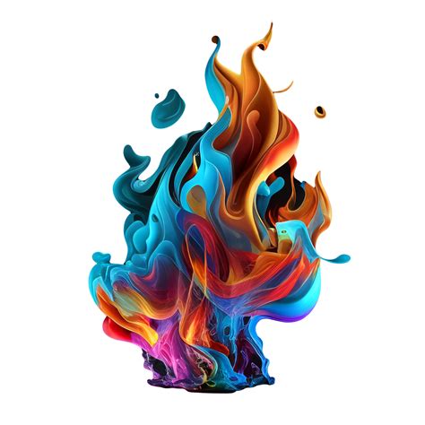 Colorful Fire Flame Isolated on transparent Background, Colorful Wavy ...