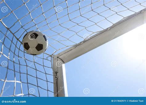 Soccer Ball in the Net of a Goal. Soccer Concept Stock Image - Image of ...