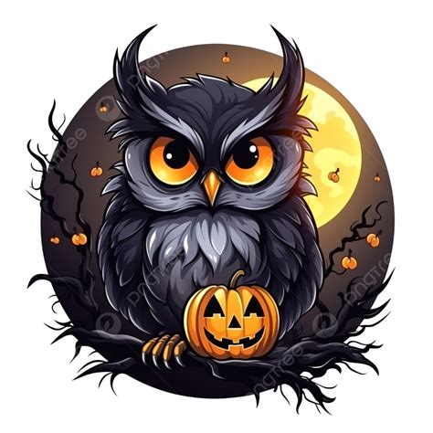 Halloween Owl Cartoon At Night Design, Holiday And Scary Theme ...