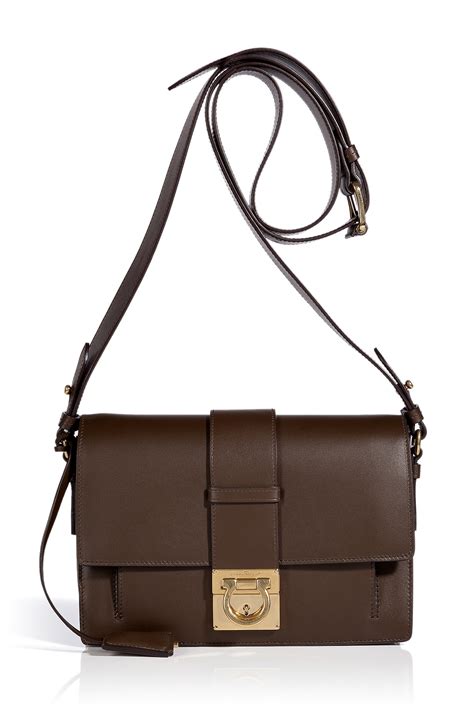 Lyst - Ferragamo Dark Brown Leather Anzhela Crossbody Bag in Brown