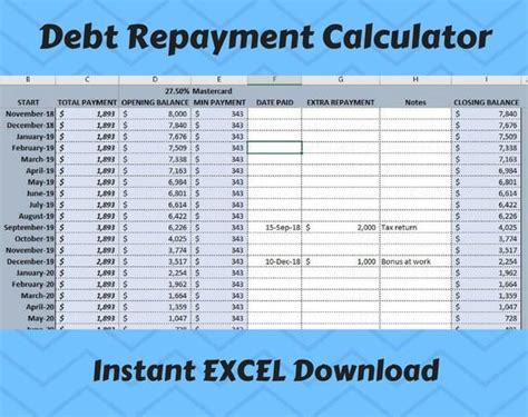 Debt Payoff Excel Spreadsheet Debt Payoff Tracker Digital - Etsy | Debt ...