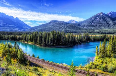 landscapes, Lakes, Mountains, Stones, Trees, Forest, Green, Snow, Sky ...