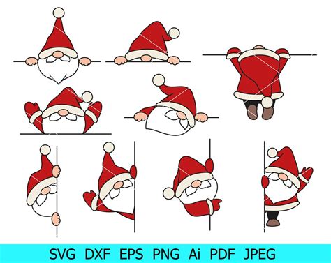 Peeking Santa Svg, Claus Svg Bundle, Christmas Png, Cute Santa Png ...