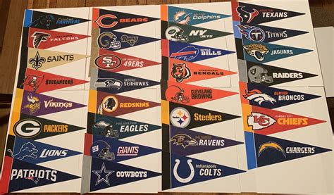 NEW NFL Football Teams Mini Pennants Pick Your Team 4″x9″ 32 Teams Flag ...