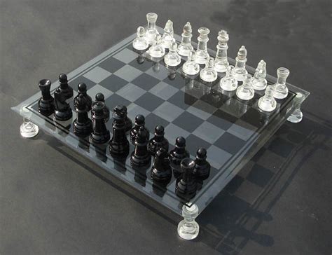 Black Glass Chess Set and Board 38mm Squares | New Zealand Chess Supplies