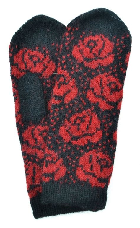 Ullcentrum Wool Mittens "Roses"