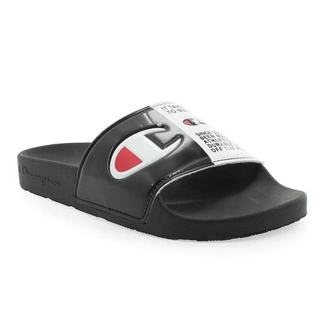 Champion IPO Split Jock Black Slides – Beyond Hype | Premier Streetwear