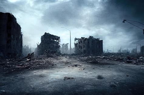 Premium Photo | A postapocalyptic ruined city Destroyed buildings ...