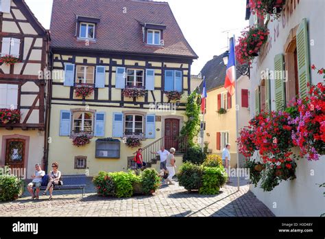 Saint-Leon square in Eguisheim, France Stock Photo - Alamy