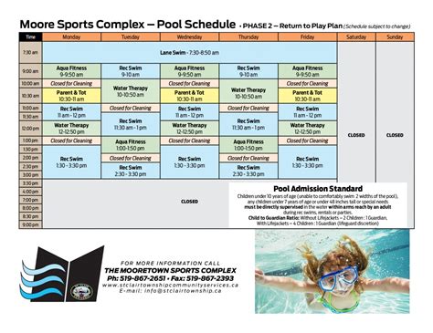 Pool Schedule – St. Clair Township Community Services