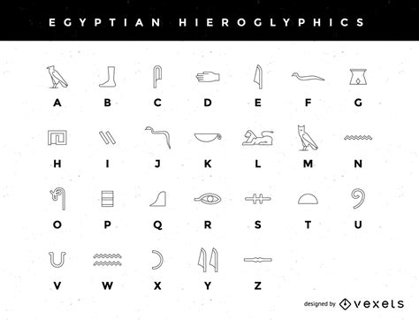 A Stylized Egyptian Hieroglyphic Alphabet Vector Download