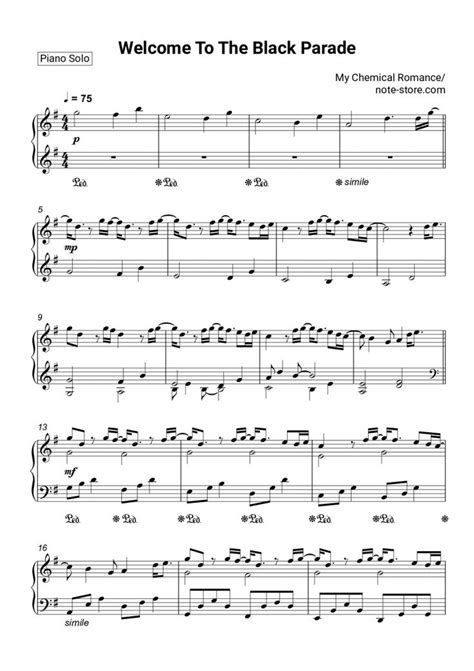 My Chemical Romance - Welcome To The Black Parade sheet music for piano ...