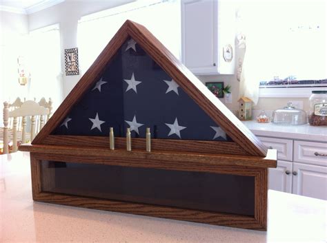 5 x 9.5 memorial flag display case with shell casings and