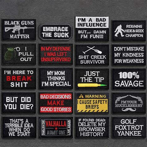 20 Pack Tactical Morale Patches, Funny Military Patch Embroidery Army ...