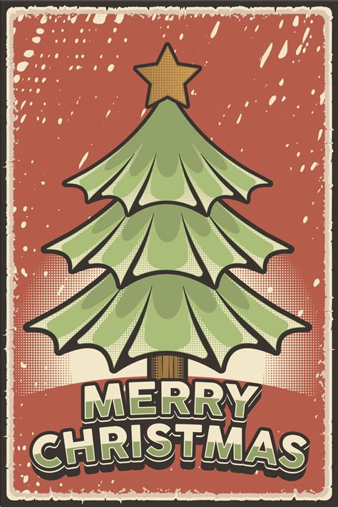 Retro Vintage Christmas Tree Poster Free Stock Photo - Public Domain ...