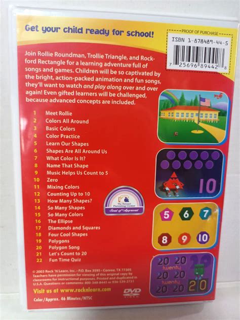 ROCK N LEARN - Colors, Shapes & Counting Dvd, Hobbies & Toys, Music ...