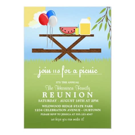 Summer Picnic Family Reunion Invitations | Zazzle.com