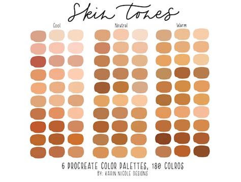 Skin Tones Procreate Color Palette for Ipad 6 Palettes 180 | Etsy Australia