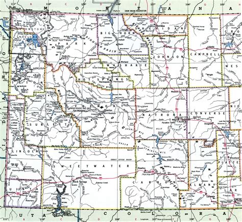 Wyoming map with counties. Free printable map of Wyoming counties and ...