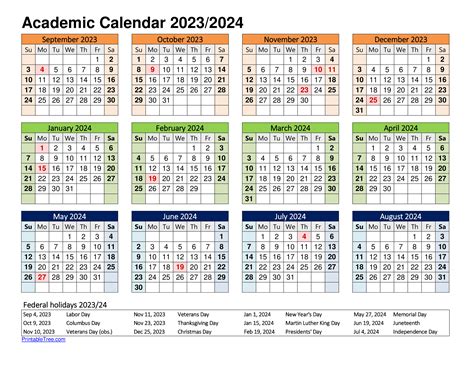 Free Printable Academic Calendar 2023 to 2024 Templates - Printable Tree