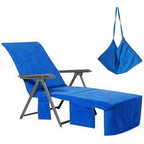 Lounge Chair Towel Covers with Side Pockets，Microfiber Chaise Beach ...