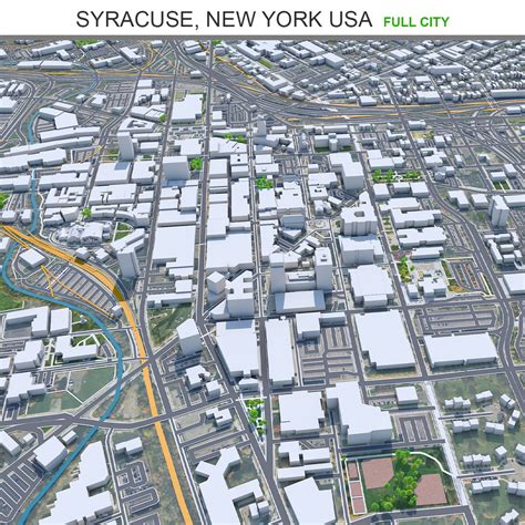 Syracuse city New York USA 3d model 30km