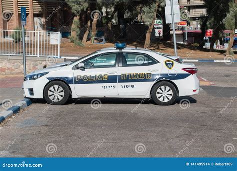 Israeli Police Car Provides Security In Jerusalem. Editorial Photo ...