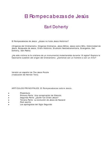 Earl Doherty - El Rompecabezas de Jesús | PDF | Pablo el apóstol | Jesús