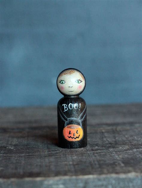 Halloween Peg Doll, Black Cat Costume Figurine, Trick or Treater ...