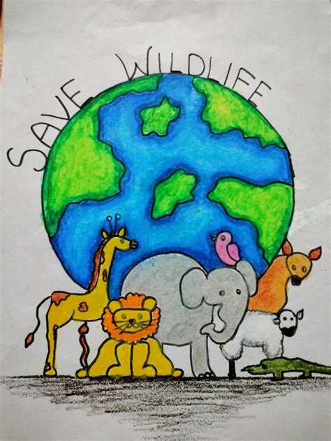 Save Animals Poster Drawing How To Draw Save Wildlife Poster Eas ...