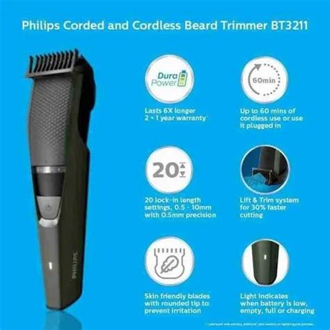 Black Battery Philips corded and cordless beard trimmer at Rs 1499 ...