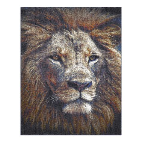 Lion, Van Gogh Style (1000 Piece Puzzle, Size 19x27, Challenging Jigsaw ...