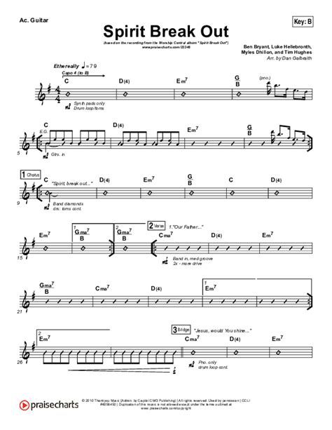 Spirit Break Out Acoustic Guitar Sheet Music PDF (Worship Central ...