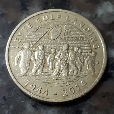 5 Peso Philippine Coin 1944-2014 Leyte Gulf Landing Commemorative ...