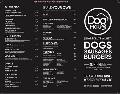 Menu at Dog Haus restaurant, Los Angeles, Reseda Blvd