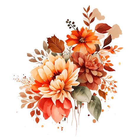 Watercolor Autumn Flowers, Autumn, Flowers, Watercolor PNG Transparent ...