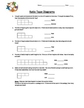 Ratio Tape Diagrams Worksheet **6th Grade Common Core** by Kelsey's ...