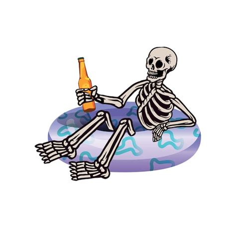 Summer Skeleton Floating Drinking PNG JPG Digital Download - Etsy