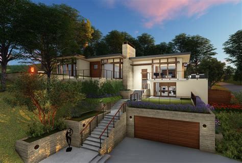 Modern Hillside House Garage Cabin House Plans, Modern House Plans ...