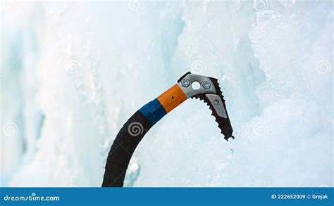 Climber using an ice axe stock image. Image of excitement - 222652009