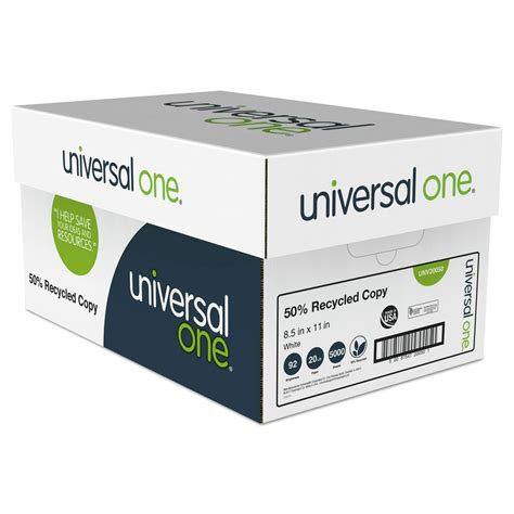 Universal 50% Recycled Copy Paper, 92 Bright, 20lb, 8.5 x 11, White ...