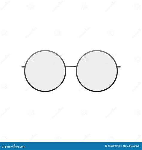 Round Glasses Icon. Silhouette of Glasses, Isolated White Background ...