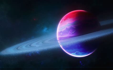 Planet Wallpaper 4K, Rings of Saturn, Colorful