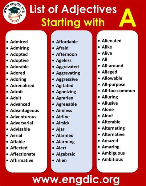 Adjectives that Start with A to Describe a Person | Adjectives with A ...