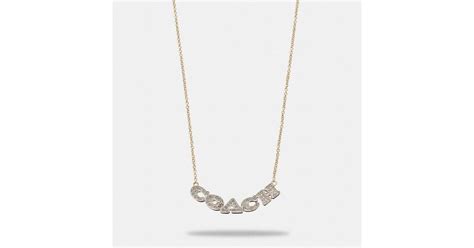 COACH Pavé Logo Pendant Necklace in Metallic | Lyst