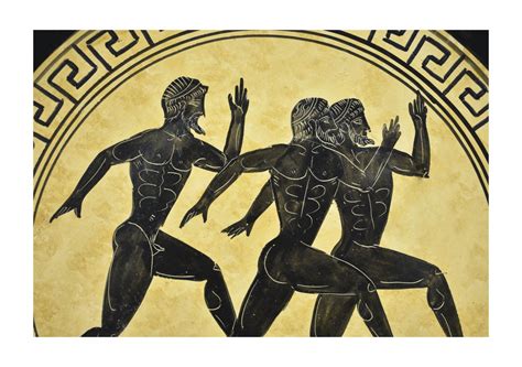 Greek ceramic plate depicting Marathon Runners